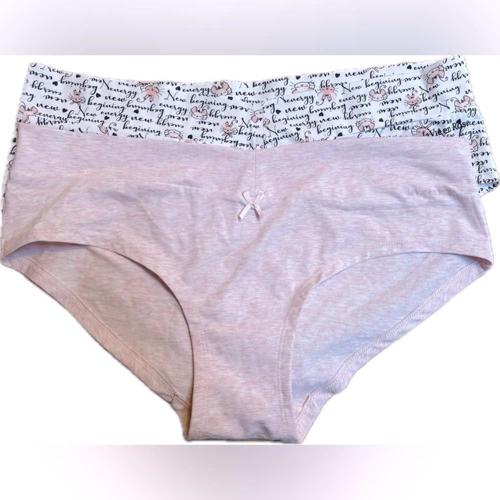 LA VIE EN ROSE Pink and Script Print Women's Underwear